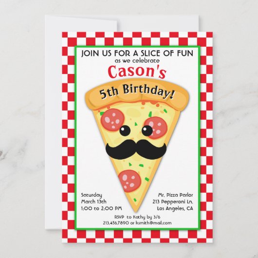 Pizza Party Invitation anniversaire de l'enfant (Devant)