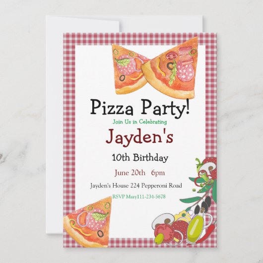 Pizza Party Invitation, Editable Pizza Invite, 5x7 Kaart (Voorkant)