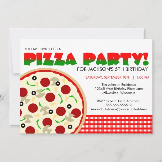 Pizza Party Invitation Kaart (Voorkant)