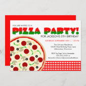 Pizza Party Invitation Kaart (Voorkant / Achterkant)