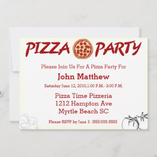 Pizza Party Invitation Kaart