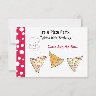 Pizza Party Invitation Kaart