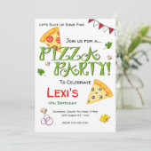 Pizza Party Invitation Kaart (Staand voorkant)