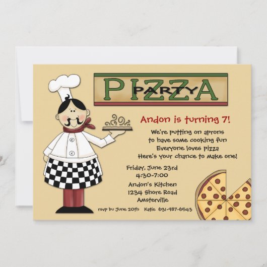 Pizza Party Invitation Kaart (Voorkant)