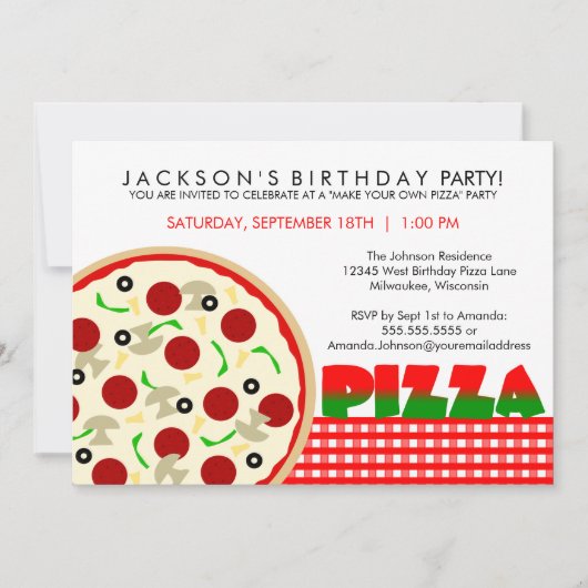 Pizza Party Invitation Kaart (Voorkant)