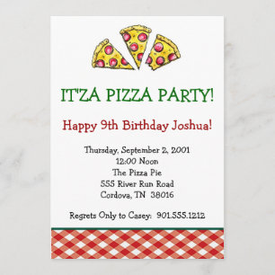 Pizza Party Invitation Kaart