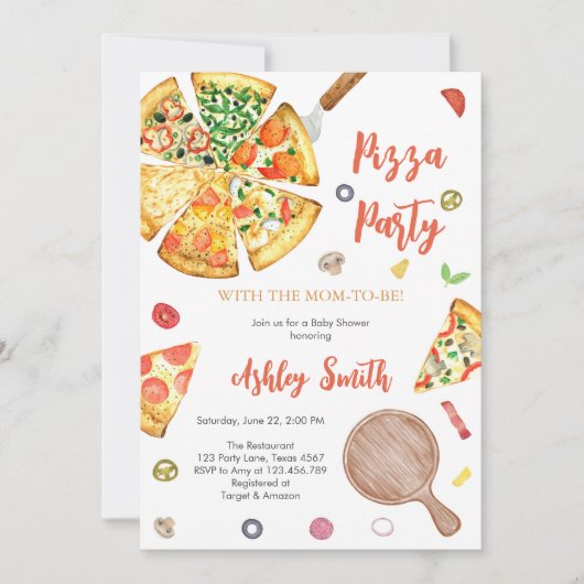 Pizza Party Invitation Pizza Birthday Party (Devant)