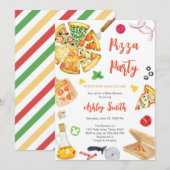 Pizza Party Invitation Pizza Birthday Party Kaart (Voorkant / Achterkant)