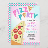 Pizza Party Invitation Pizza Birthday Party Kaart (Voorkant / Achterkant)