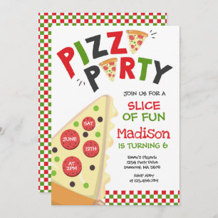 Pizza Party Invitation Pizza Birthday Party Kaart
