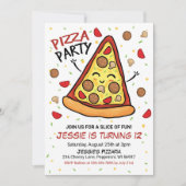 Pizza Party Invitation, Pizza Birthday Uitnodiging (Voorkant)