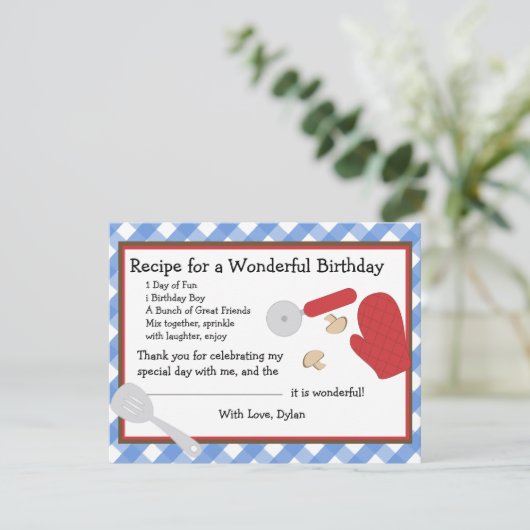 Pizza Party Merci note (Debout devant)