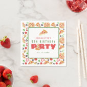 Pizza Party Modern Custom Age Kids Verjaardag Scha Servet (Insitu)