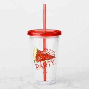 Pizza Party New York Pepperoni Cheese Slice Pie Acryl Drinkbeker