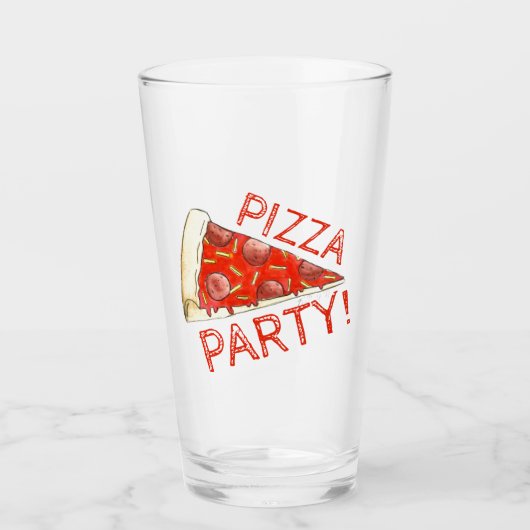 Pizza Party New York Pepperoni Cheese Slice Pie Glas (Voorkant)