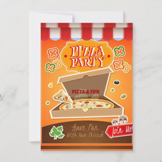 Pizza Party Notitiekaartje (Voorkant)