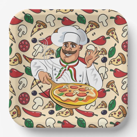 Pizza Party Papieren Bordje (Voorkant)