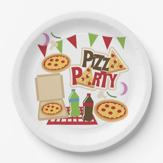 Pizza Party Papieren Bordje (Voorkant)