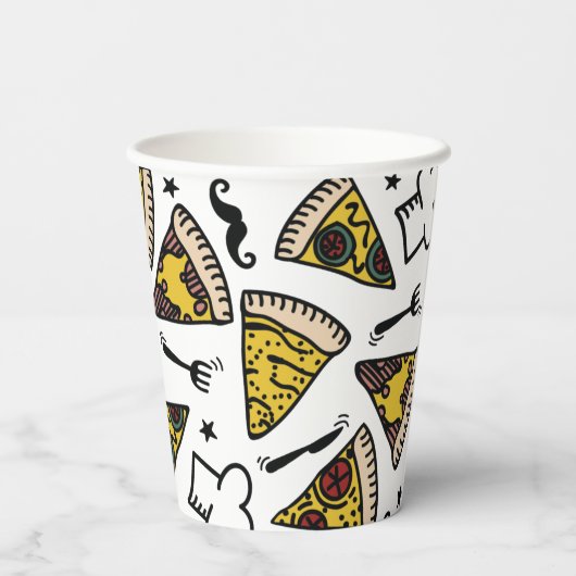 Pizza Party Pattern Papieren Bekers (Achterkant)