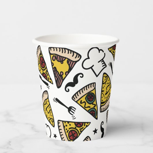 Pizza Party Pattern Papieren Bekers (Voorkant)