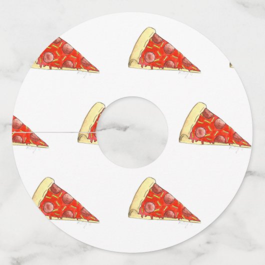 Pizza Party Pepperoni Cheese New York Pizzeria Wijnglaslabel (Voorkant)