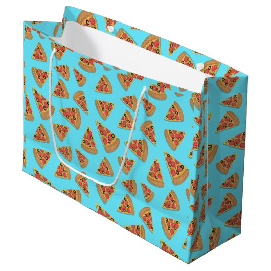 Pizza Party Pepperoni Novelty Blue Grand sac cadea (Devant Angle)