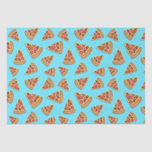 Pizza Party Pepperoni Novelty Blue Tissuepapier (Voorkant)