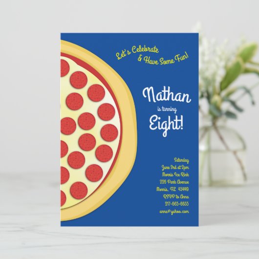 Pizza Party Pepperoni Pizza Kaart (Staand voorkant)