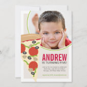 Pizza Party Photo Anniversaire Invitation (Devant)