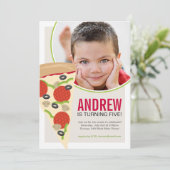 Pizza Party Photo Anniversaire Invitation (Debout devant)