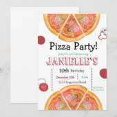 Pizza Party, Pizza Birthday, speelbal Kaart (Voorkant / Achterkant)