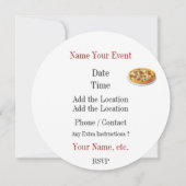 Pizza Party Round Invitation - SRF Kaart (Achterkant)