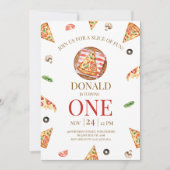 Pizza Party Slice Of Fun Eerste Verjaardag Kaart (Voorkant)