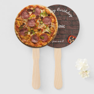 Pizza Party Supreme Birthday Hand Fan Handwaaier