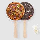 Pizza Party Supreme Bruiloft Handwaaier (Voorkant en achterkant)