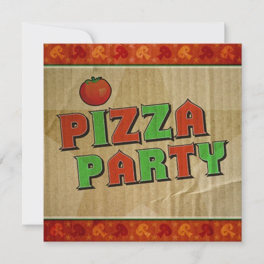 Pizza Party Takeout Box Celebration Invitation Kaart (Voorkant)