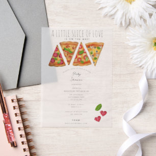 Pizza Party Thema Waterverf Baby shower Liefde Vellum Uitnodigingen