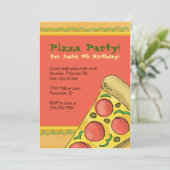 Pizza Party Thème Anniversaire Invitations (Debout devant)