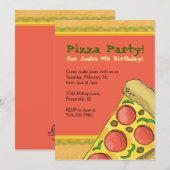 Pizza Party Thème Anniversaire Invitations (Devant / Derrière)