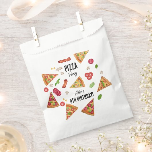 Pizza Party Theme Waterverf Kids Verjaardagsfeest Bedankzakje (Geknipt)