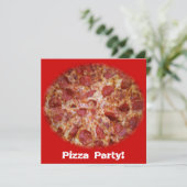 Pizza Party Time Invitation Kaart (Staand voorkant)