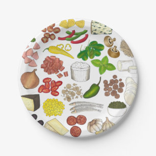 Pizza Party Toppings Italiaans Eten Pizzeria Pie Papieren Bordje