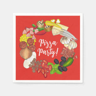 Pizza Party Toppings Italiaans Eten Pizzeria Pie Servet