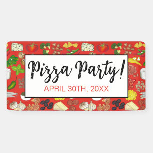 Pizza Party Toppings Italiaans Eten Pizzeria Pie Spandoek