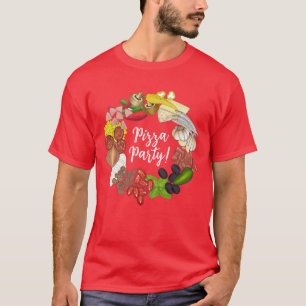 Pizza Party Toppings Italiaans Eten Pizzeria Pie T-shirt