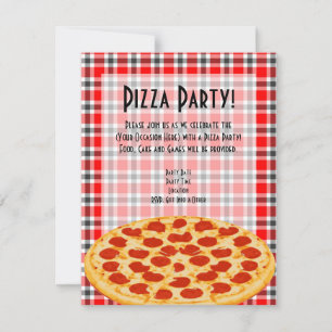 Pizza Party uitnodiging, tafellaken ontwerp Kaart