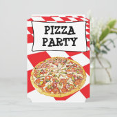Pizza Party Verjaardag Uitnodigingen (Staand voorkant)