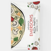 Pizza Party Verjaardag Welkom Banner (Verticaal)