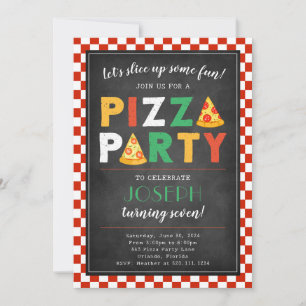 Pizza Party Verjaardagsfeestje Uitnodigen Kaart