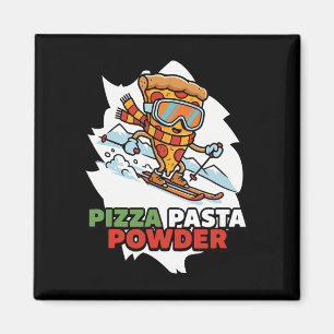 Pizza, Pasta, Poeder - Grappige Skiloperende Pizza Magneet